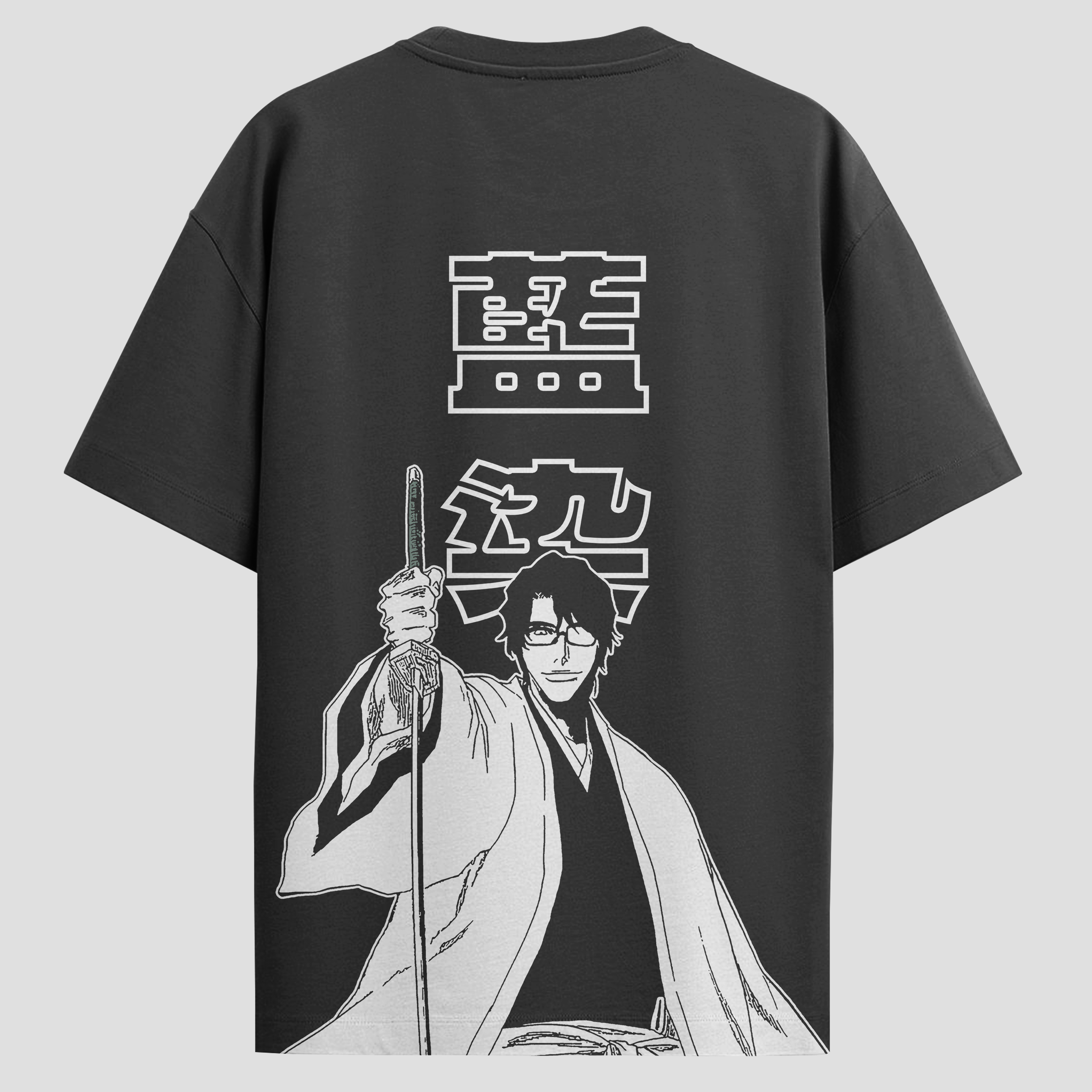 Camiseta Preta Bleach Oversized - Sosuke Aizen