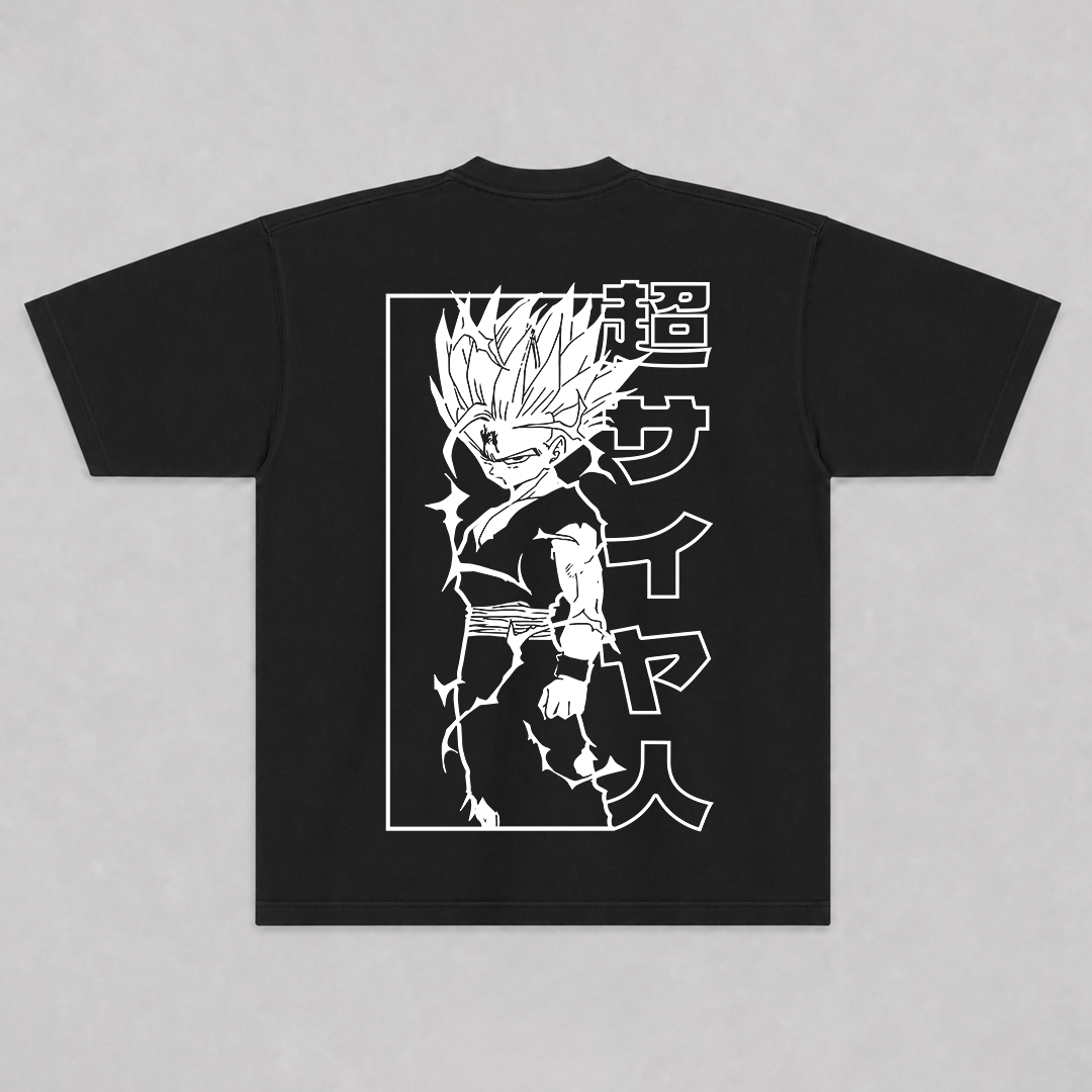 Camiseta Oversized Gohan Super Saiyajin preta — costas