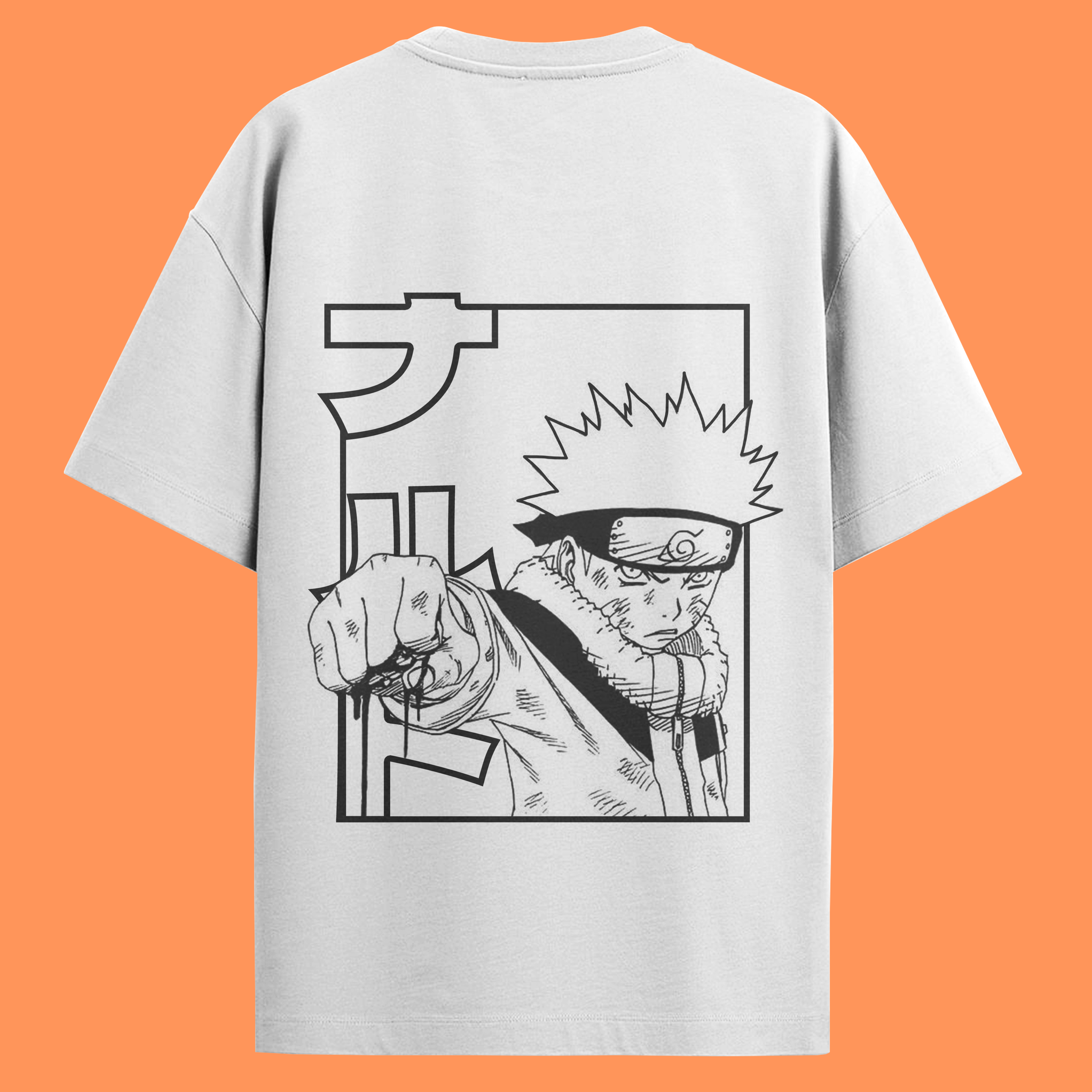 Camiseta Branca Naruto Oversized - Naruto Uzumaki