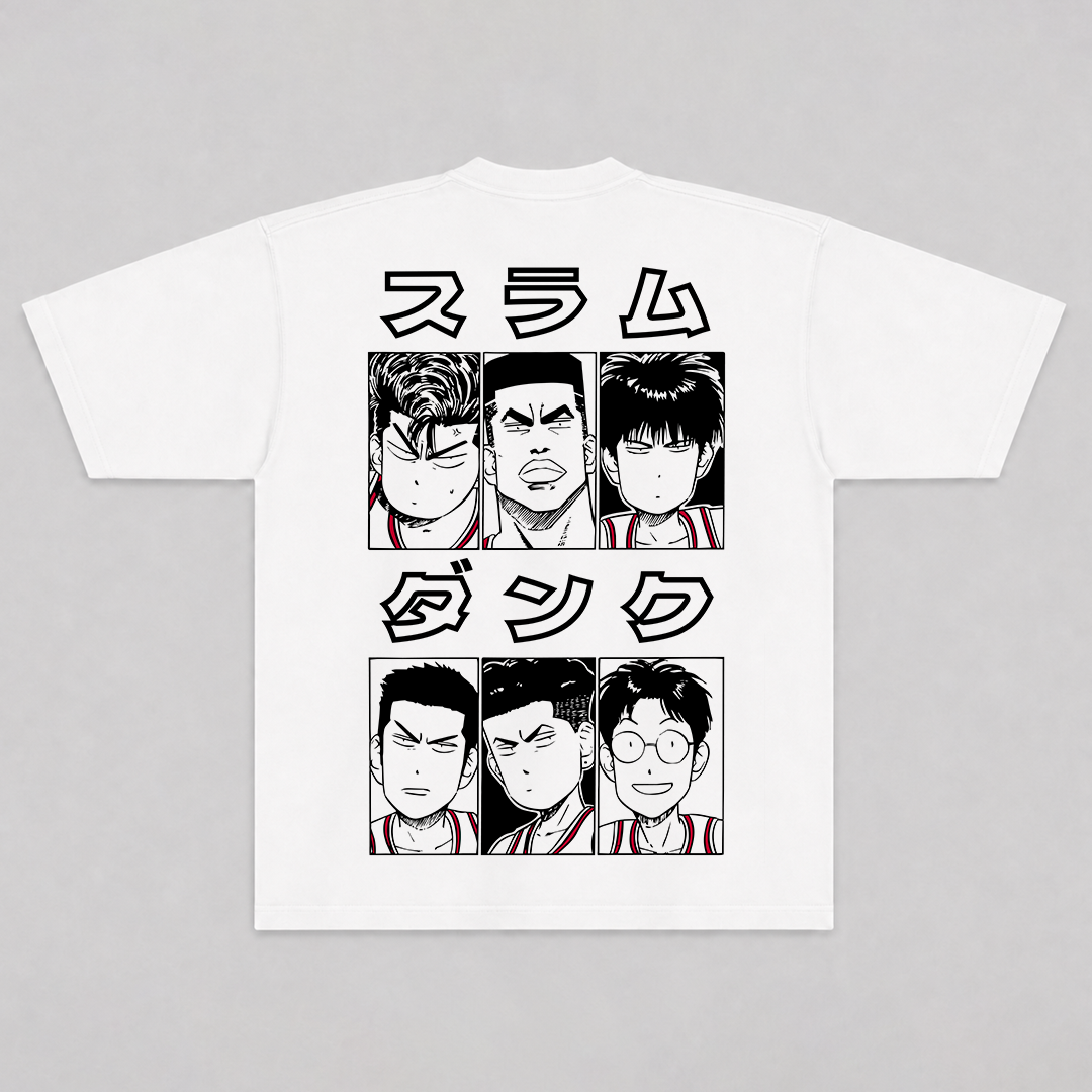 Camiseta Oversized Slam Dunk Shohoku branca — costas