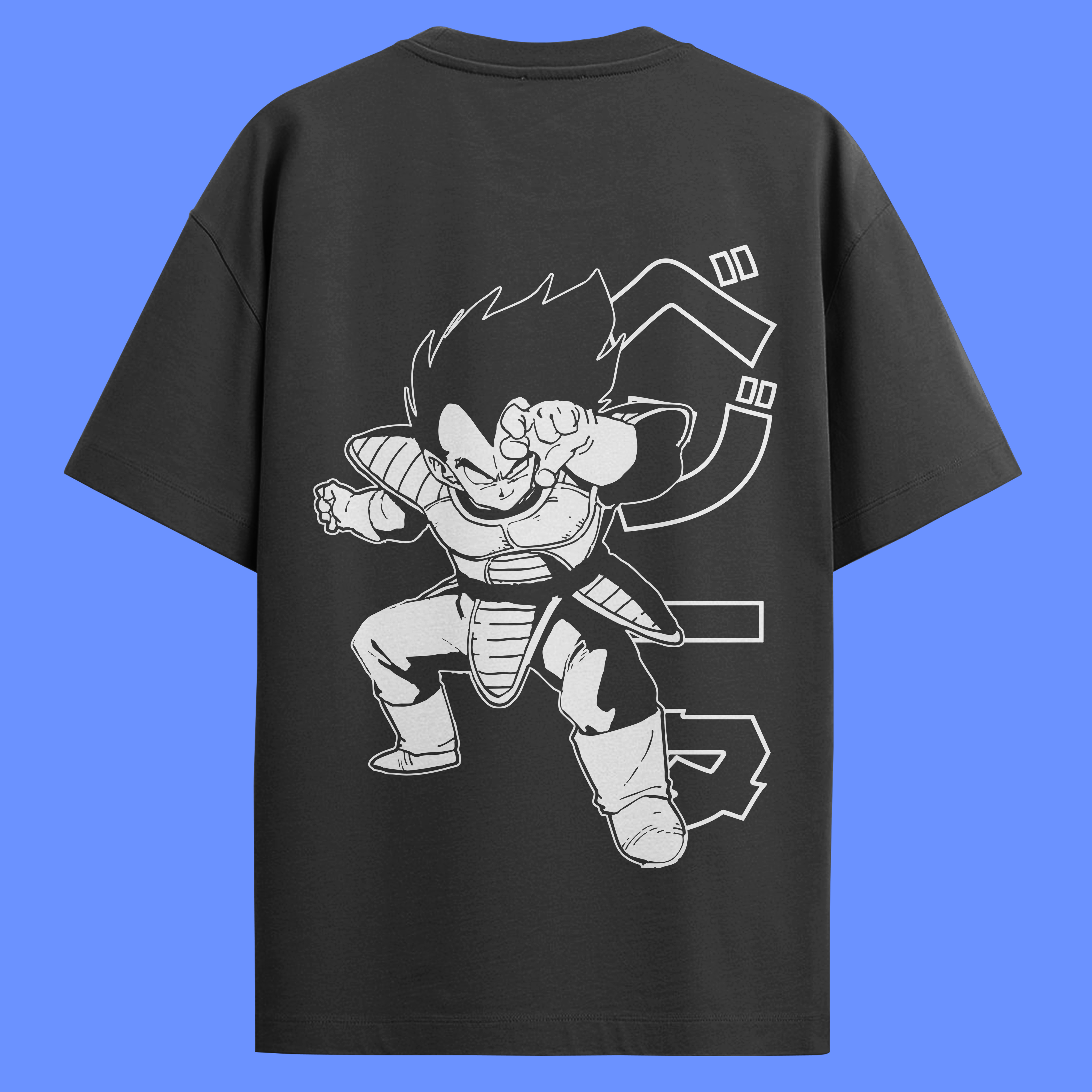Camiseta Preta Dragon Ball Oversized - Vegeta