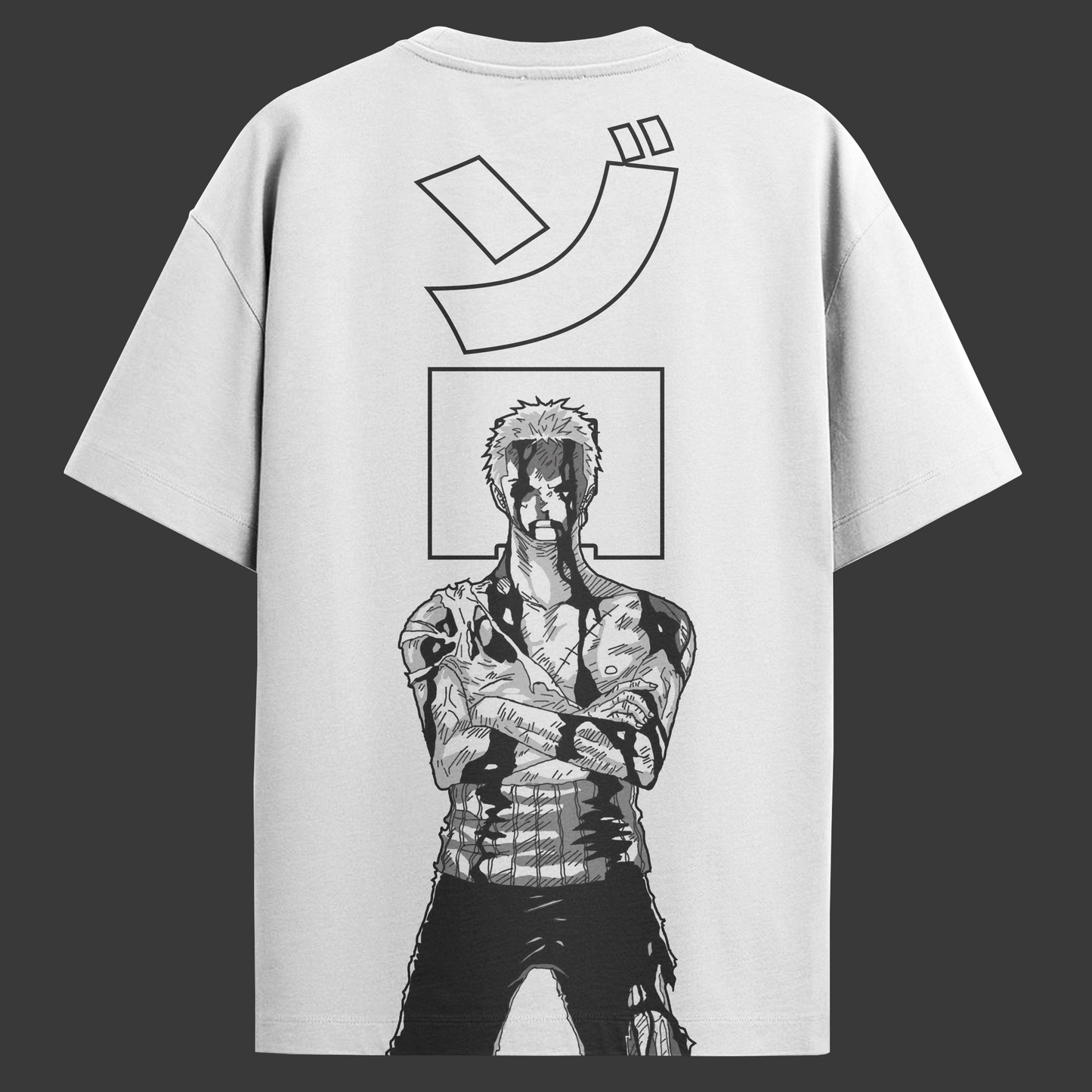 Camiseta Oversized One Piece - Roronoa Zoro - Branca