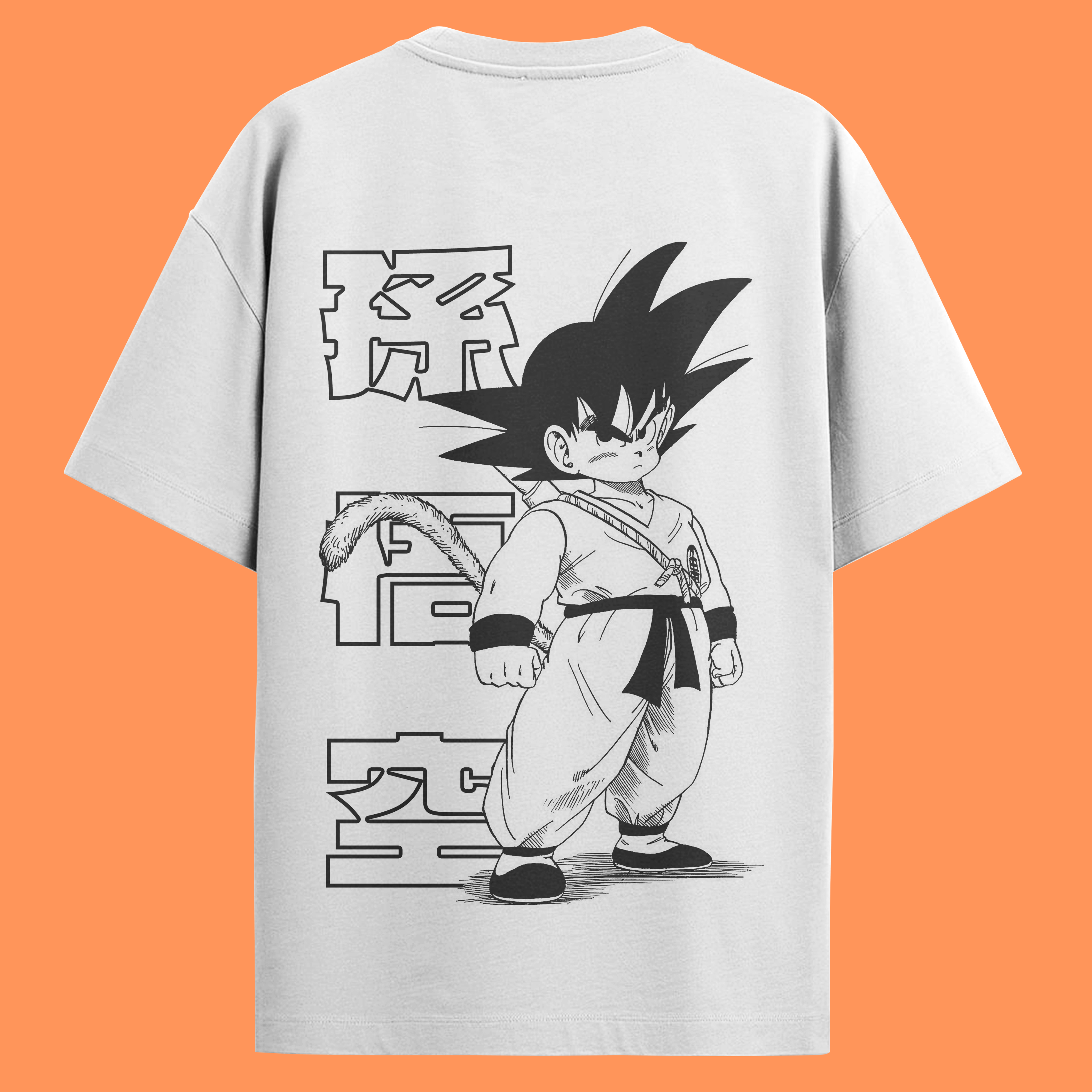 Camiseta Branca Dragon Ball Oversized - Son Goku