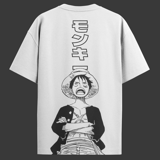 Camiseta Oversized One Piece - Monkey D. Luffy - Branca